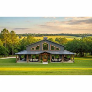 Barndominium in East Texas showcasing modern design and rustic charm