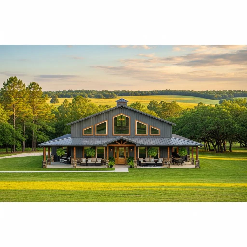 Barndominium in East Texas showcasing modern design and rustic charm