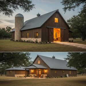 Barndominium in East Texas showcasing rustic charm and modern design