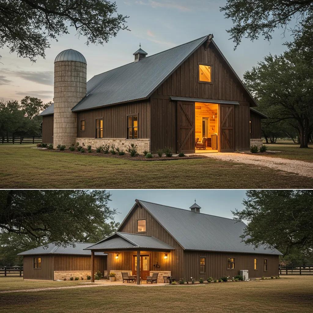 Barndominium in East Texas showcasing rustic charm and modern design