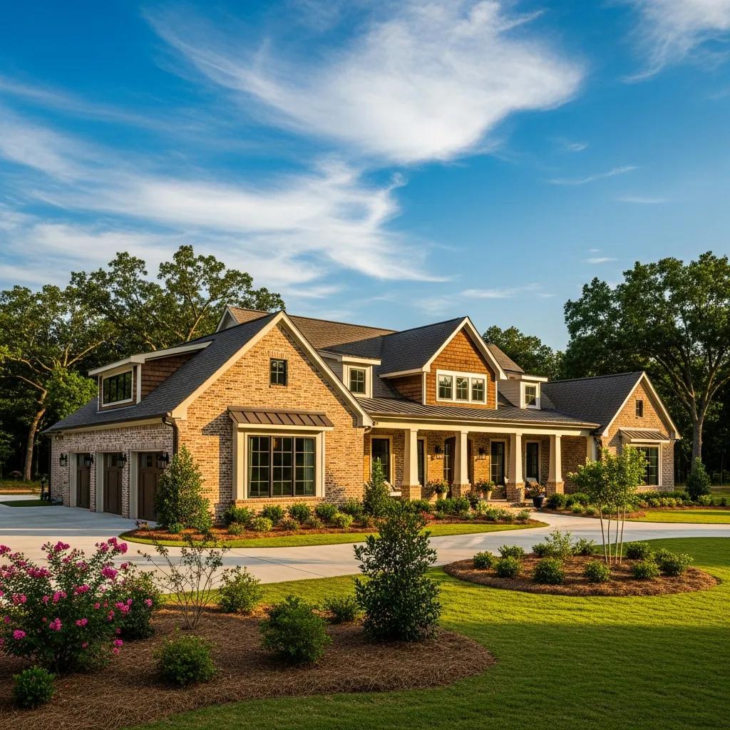 Custom home in Lufkin Texas surrounded by greenery, showcasing modern architecture