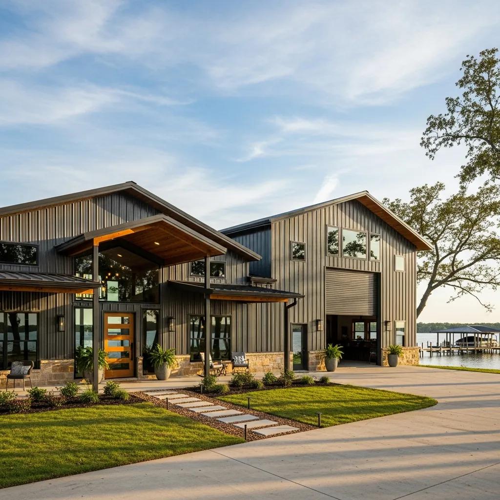 Barndominium at Toledo Bend showing flexible living and storage for waterfront owners